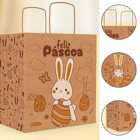 10 SACOLA PÁSCOA 22X15X24 M - PASCOA COLORIR 5904 ( IDEIA PÁSCOA 2026 )