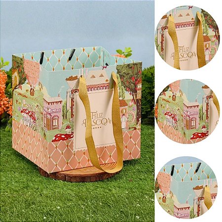 10 SACOLA PEQUENA 16X15X13CM VILA ENCANTADA 5457 ( PASCOA JANGO 2026 )