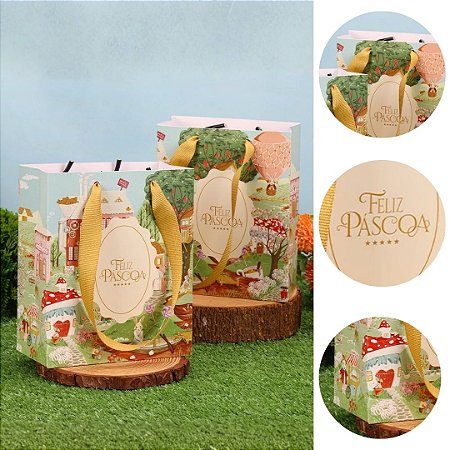 10 SACOLA PÁSCOA MINI 16X13X7CM VILA ENCANTADA 5718 ( PASCOA JANGO 2026 )