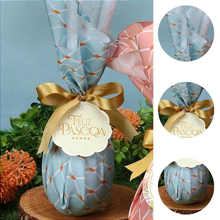 5 EMBALAGEM DE TECIDO OVO PÁSCOA 100/150G VILA ENCANTADA 5774 ( PASCOA JANGO 2026 )