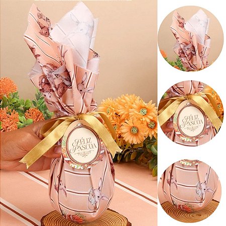 5 EMBALAGEM DE TECIDO OVO PÁSCOA 200/250G ACOLHER 5765 ( PASCOA JANGO 2026 )