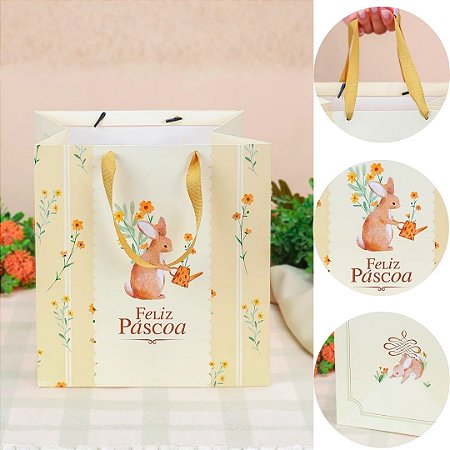 10 SACOLA PÁSCOA GRANDE 27X23X26CM FLORIR 5462 ( PASCOA JANGO 2026 )