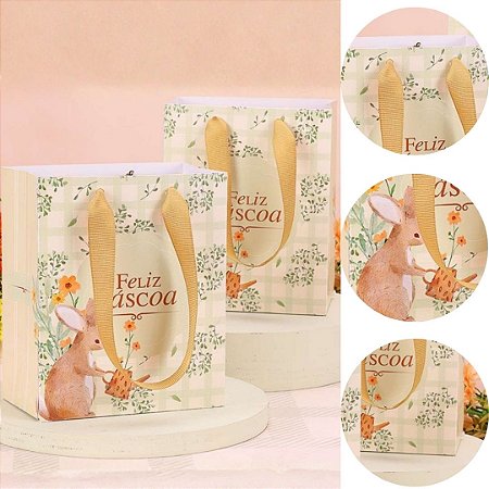 10 SACOLA PÁSCOA MINI 16X13X7CM FLORIR 5717 ( PASCOA JANGO 2026 )