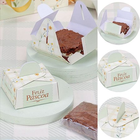 10 CAIXA PARA BROWNIE 7X7CM FLORIR 5627 ( PASCOA JANGO 2026 )