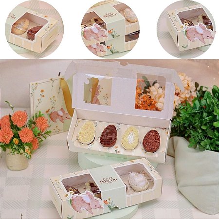 10 CAIXA COM VISOR P/ 4 MINI OVOS 50G FLORIR 5507 ( PASCOA JANGO 2026 )