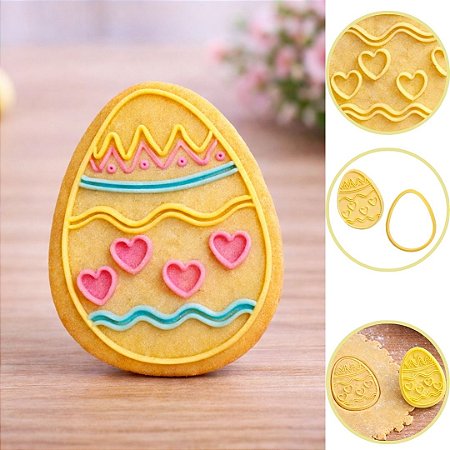 CORTADOR COM CARIMBO PÁSCOA OVINHO DECORADO 8CM (BLUE STAR)