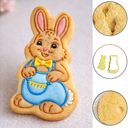 CORTADOR COM CARIMBO COELHO PÁSCOA  (BLUE STAR)