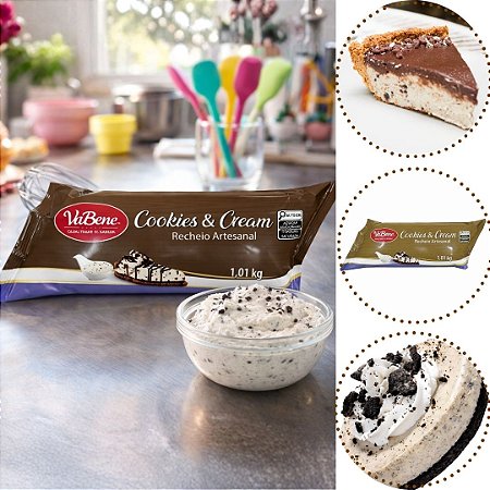 RECHEIO ARTESANAL CREME COOKIES & CREAM 1,01KG VABENE