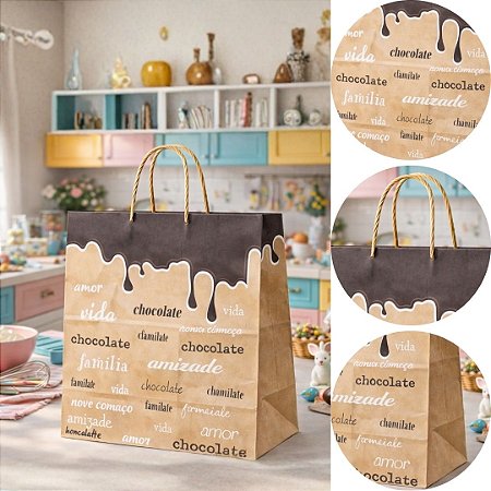 10 SACOLA CHOCOLATE G 23,5X17X28 CM 6598 (LC) PASCOA 2026