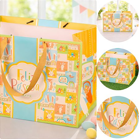 10 SACOLA PÁSCOA MÉDIA 27,8X21X21 KIDS 5491 ( PASCOA JANGO 2026 )