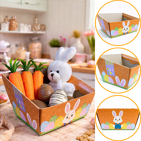 5 EMBALAGEM CESTAS P/ PRESENTE PÁSCOA M 17x12,5x8 PS415 (JR)