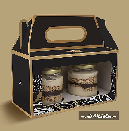 10 CAIXA PARA 2 VIDROS OU 2 CUPCAKE COM ALÇA ONIX 2077 ( DIA DOS NAMORADOS JANGO 2026 ) OUTLET