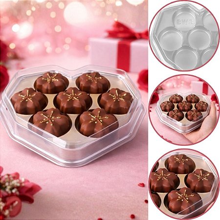 10 CAIXA CORAÇÃO LAPIDADO C/ 7 CAVIDADES CRISTAL BWB 14065 (BWB MAES NAMORADOS)