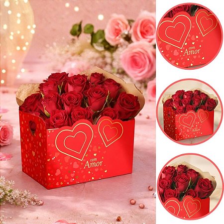 10 CESTA ENVELOPE AMOR CLÁSSICO 21X13X20CM 5954 ( DIA DOS NAMORADOS IDEIA 2026 ) HOT STAMPING