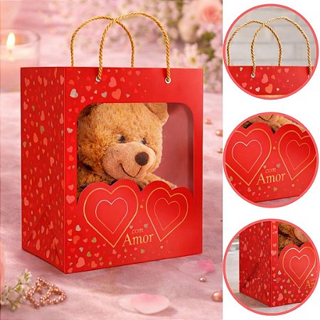 5 SACOLA COM VISOR AMOR CLÁSSICO 22X14X26 5959 ( DIA DOS NAMORADOS IDEIA 2026 ) HOT STAMPING