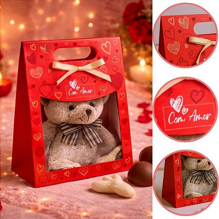 10 SACOLA MALETA COM VISOR E ALÇA COM AMOR 19X9X26CM 5968 ( DIA DOS NAMORADOS IDEIA 2026 )