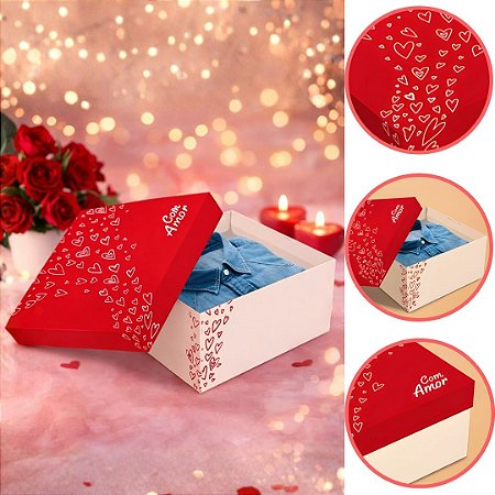 5 CAIXA PRESENTE QUADRADA M 26X26X12 SUSPIROS DE AMOR 5979 ( DIA DOS NAMORADOS IDEIA 2026 )
