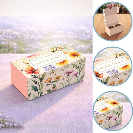 10 CAIXA 2 DOCES 8X4X4 FLORES 6012 ( DIA DAS MÃES IDEIA 2026 ) HOT STAMPING