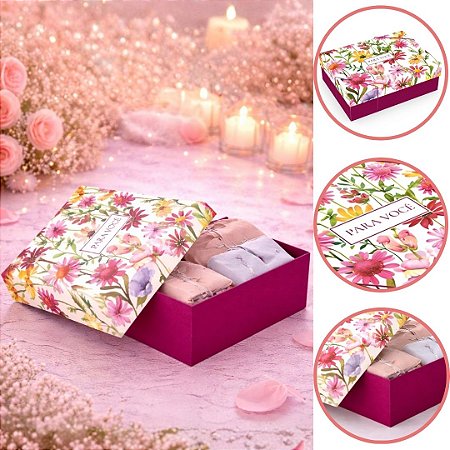 5 CAIXA PRESENTE QUADRADA MÃES M 26X26X12 VIOLETA 6002 ( DIA DAS MÃES IDEIA 2026 )