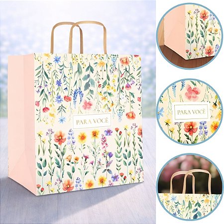 5 SACOLA  DIA DAS MÃES FLORES 24X17X26CM 6000 ( DIA DAS MÃES IDEIA 2026 ) HOT STAMPING