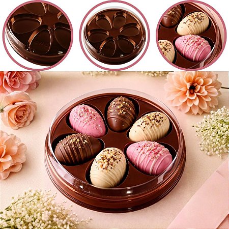 10 CAIXA P/ KIT DEGUSTAÇÃO REDONDA 6 MINI OVOS 50 g PÁSCOA CHOCOLATE BWB 14366