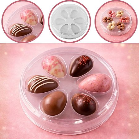 10 CAIXA P/ KIT DEGUSTAÇÃO REDONDA 6 MINI OVOS 50 g PÁSCOA CRISTAL BWB 14365