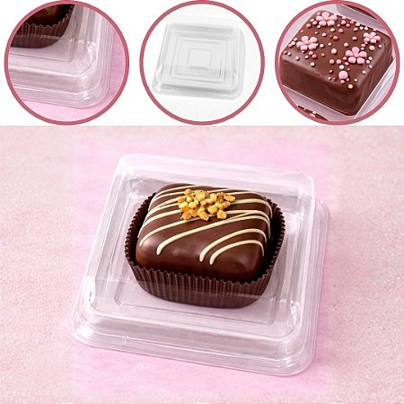 10 CAIXA EMBALAGEM P/ PÃO DE MEL QUADRADO  CRISTAL BWB 14235