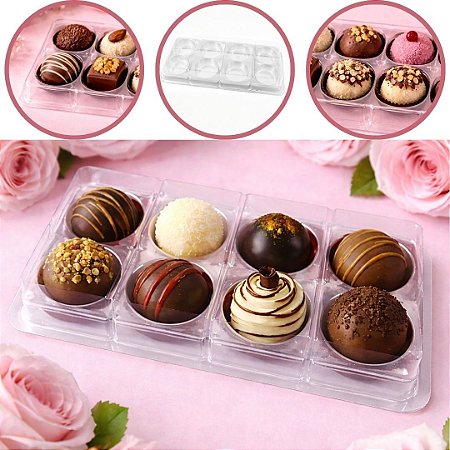 10 CAIXA EMBALAGEM P/ 8 DOCES E BOMBONS - CRISTAL BWB 14255