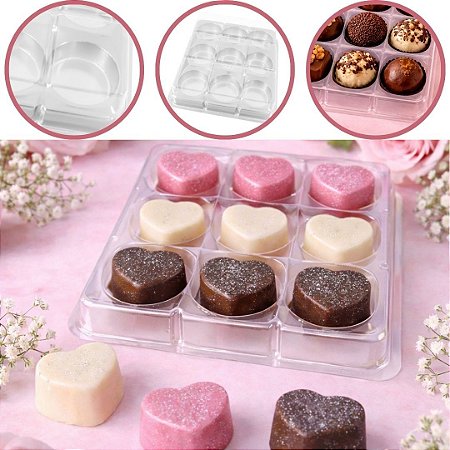 10 CAIXA EMBALAGEM P/ 9 DOCES E BOMBONS - CRISTAL BWB 14265