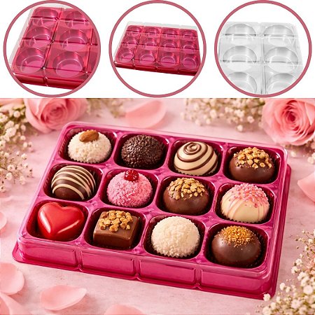 10 CAIXA EMBALAGEM P/ 12 DOCES E BOMBONS VERMELHO BWB 14272