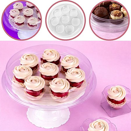 10 CAIXA REDONDA  BOMBONS EMBALAGEM C/8 CAVIDADES CRISTAL BWB14085