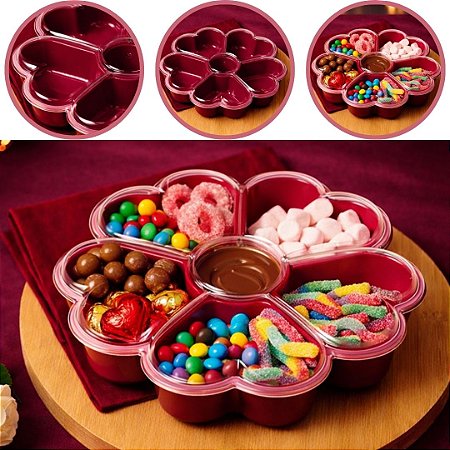 FONDUE CAKE BOX PETISQUEIRA FLOR  DE CORAÇÃO MARSALA (BLUE STAR)