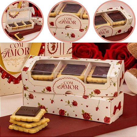 10 CAIXA P/9 BISCOITOS C/ VISOR 4,2X5,5X16,2CM 5896 DOLCE AMORE ( NAMORADOS JANGO 2026 )