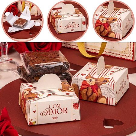 10 CAIXA P/ BROWNIE 7X7cm 5866 DOLCE AMORE ( NAMORADOS JANGO 2026 )