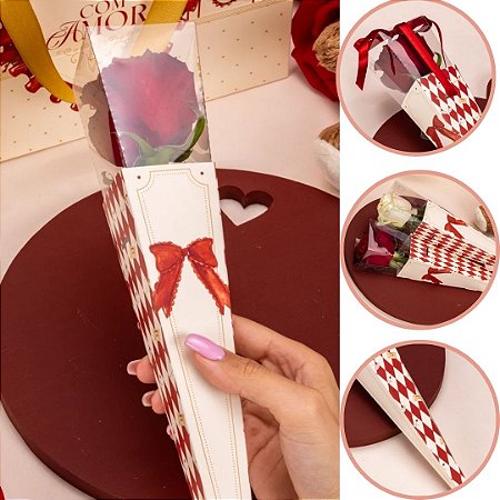 10 EMBALAGENS PARA ROSA 31,5X5X5Xcm 5884 DOLCE AMORE ( NAMORADOS JANGO 2026 )