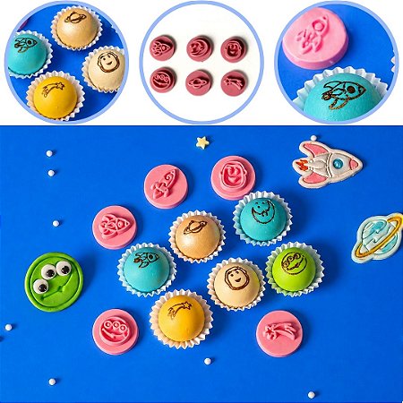 KIT CARIMBOS ASTRONAUTA ROSA BEBÊ 2CM (BLUE STAR)