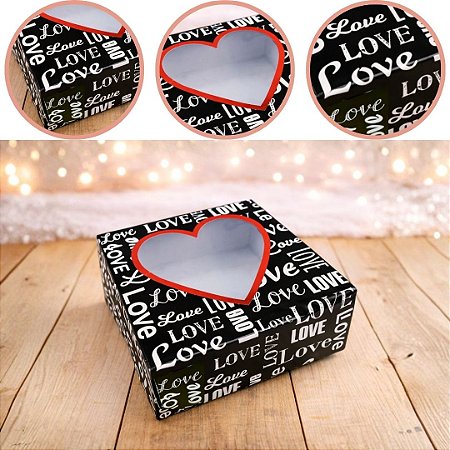 10 CAIXA P/ 9 DOCES C/ VISOR CORAÇÃO LOVE NIGHT ID1689 ( DIA DOS NAMORADOS IDEIA ) OUTLET