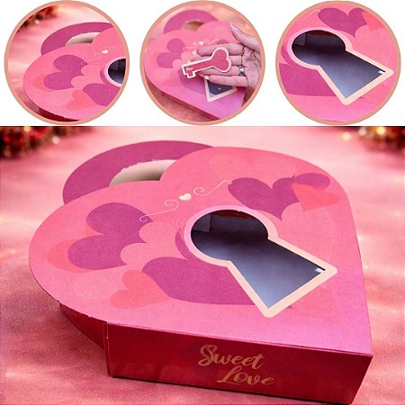 10 CAIXA GAVETA CORACAO C/ VISOR - SWEET LOVE 4x12x12 4901 ( DIA DOS NAMORADOS IDEIA ) OUTLET
