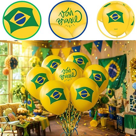 25 BALÃO BEXIGA FESTA COPA DO MUNDO AMARELO n°9 (FESTCOLOR)