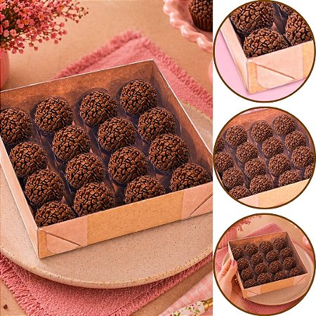 10 CAIXA P/ 16 DOCES C/ VISOR KRAFT 16X16X4 4665 (IDEIA)