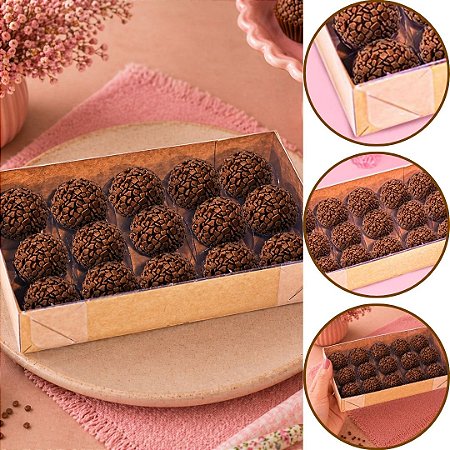10 CAIXA P/ 15 DOCES C/ VISOR KRAFT 20X12X4 4664 (IDEIA)