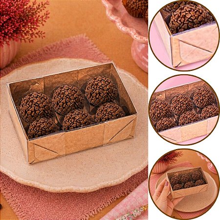 10 CAIXA P/ 06 DOCES C/ VISOR KRAFT 12X8X4 4659 (IDEIA)