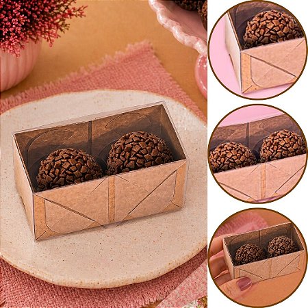 10 CAIXA P/ 02 DOCES C/ VISOR KRAFT 8X4X4 4657 (IDEIA)