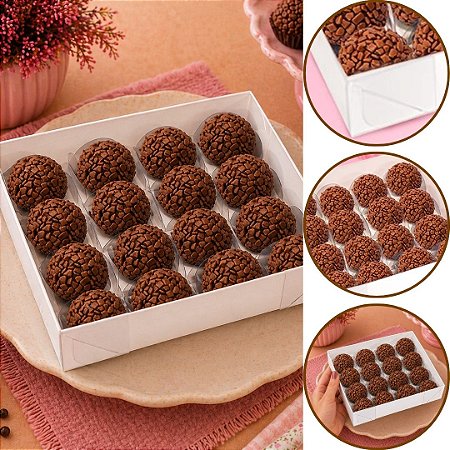 10 CAIXA P/ 16 DOCES C/ VISOR BRANCA 16X16X4 4655 (IDEIA)