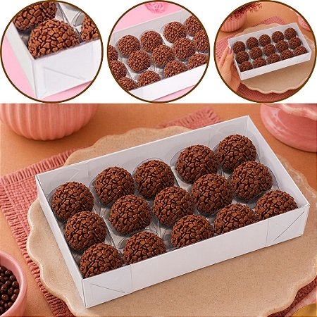 10 CAIXA P/ 15 DOCES C/ VISOR BRANCA 20X12X4 4654 (IDEIA)