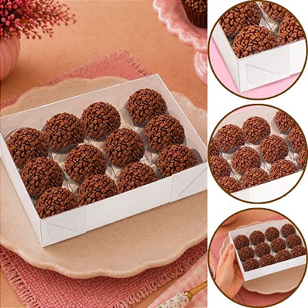 10 CAIXA P/ 12 DOCES C/ VISOR BRANCA 16X12X4 4653 (IDEIA)