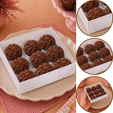 10 CAIXA P/ 09 DOCES C/ VISOR BRANCA 12X12X4 4651 (IDEIA)