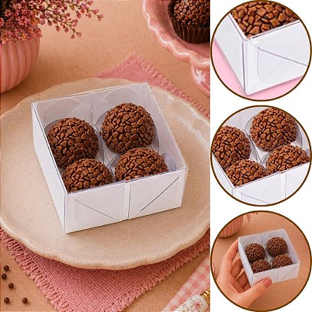 10 CAIXA P/ 04 DOCES C/ VISOR BRANCA 8X8X4 4648 (IDEIA)