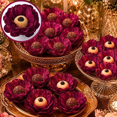40 FORMINHAS PARA DOCES FINOS CREPOM MARSALA