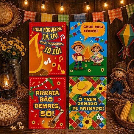 DECORATIVO 4 CARTAZES NOSSO ARRAIA 6031 IDEIA ( FESTA JUNINA 2026 )